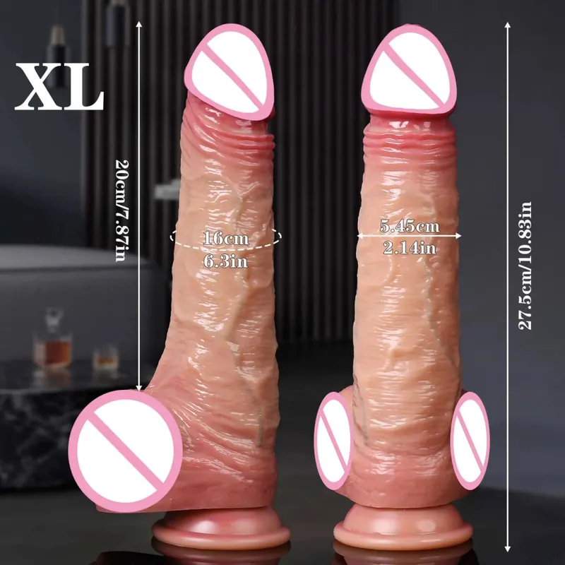 Woman Realistic Soft Double Layer Silicone Skin Sliding Foreskin Testicles Dildo Anal Massager Penis Butt Plug Adult Sex Toys 18