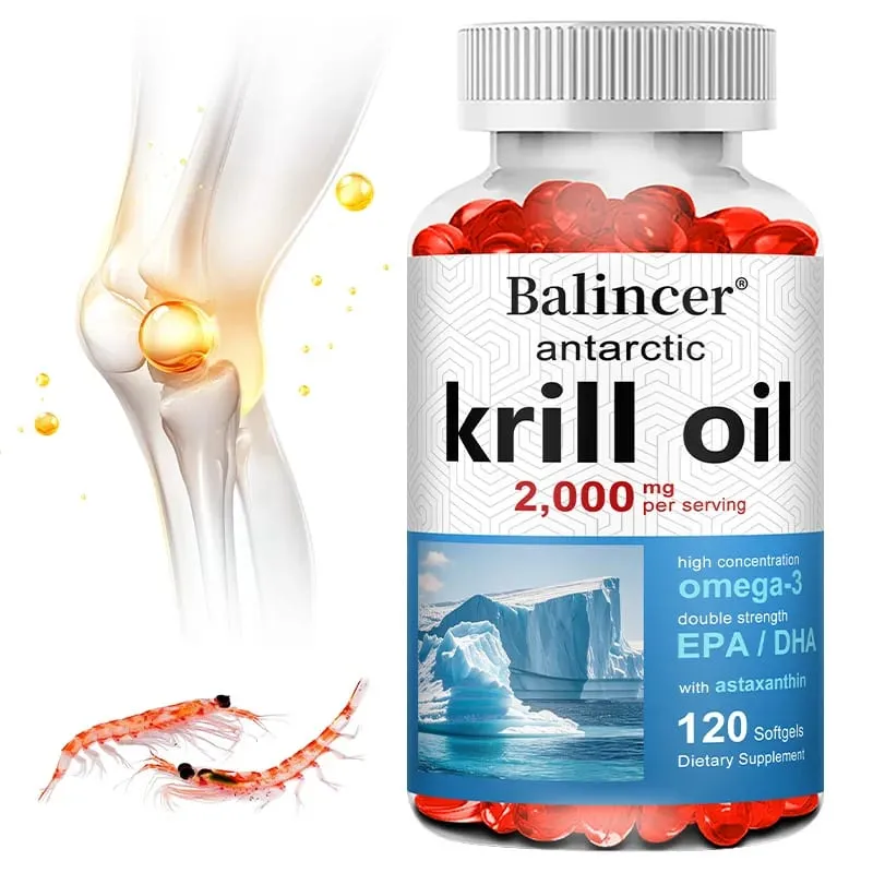 Συμπλήρωμα Antarctic Krill Oil 2000mg 3X Strength Natural Source of Omega-3s EPA 240mg + DHA 160mg + Astaxanthin 800mcg