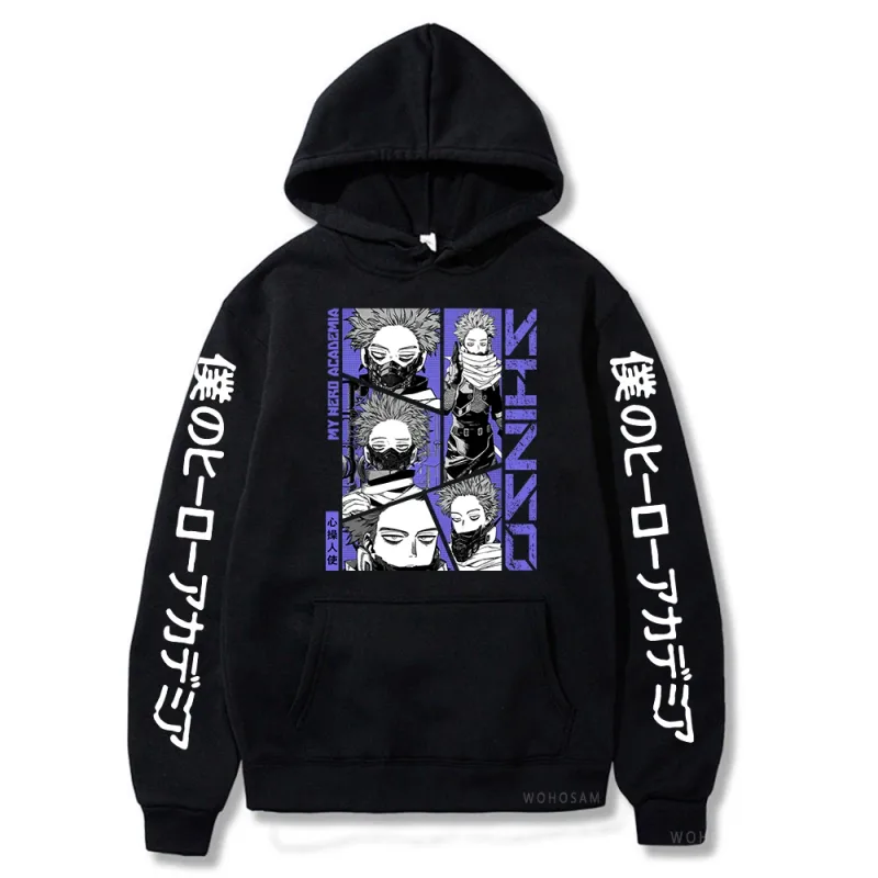 Sudaderas con capucha de My Hero Academia para hombre y mujer, suéter con estampado de Shinso Hitoshi, sudaderas con cuello redondo de estilo de dibujos animados Harajuku, Sudadera con capucha de calle para hombre y mujer — image 18