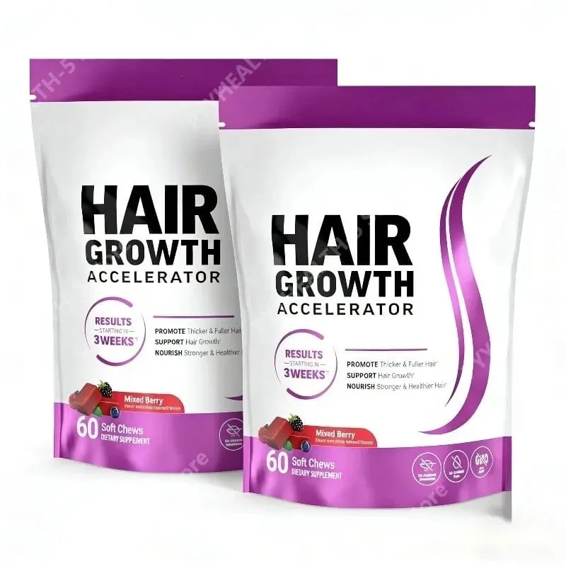 Συμπλήρωμα Biotin Hair Growth Soft Chews Support Fuller Thicker Hair Vitamin C & E for Healthy Hair Nourishment 60 Gummy — image 9
