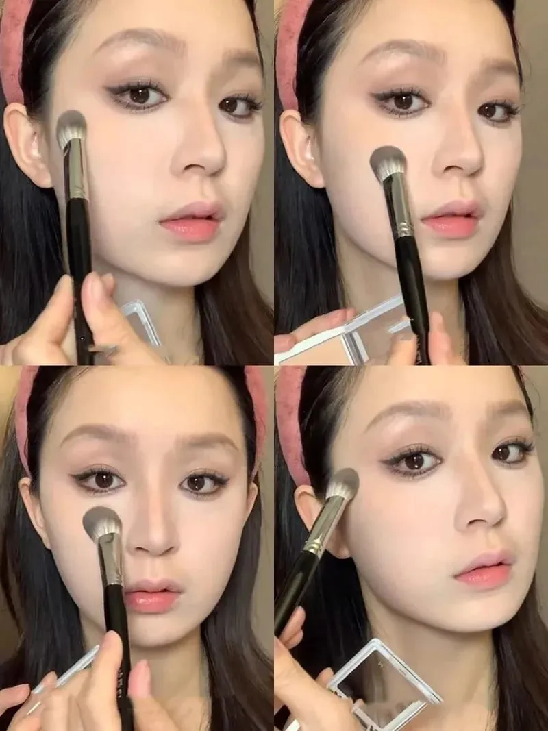 1/2 Buah Kuas Perona Pipi Hati Persik Bubuk Krim Perona Pipi Cair Kuas Rias Perona Pipi Datar Kecil Yang Tepat Alat Rias Kuas Perona Pipi — image 4