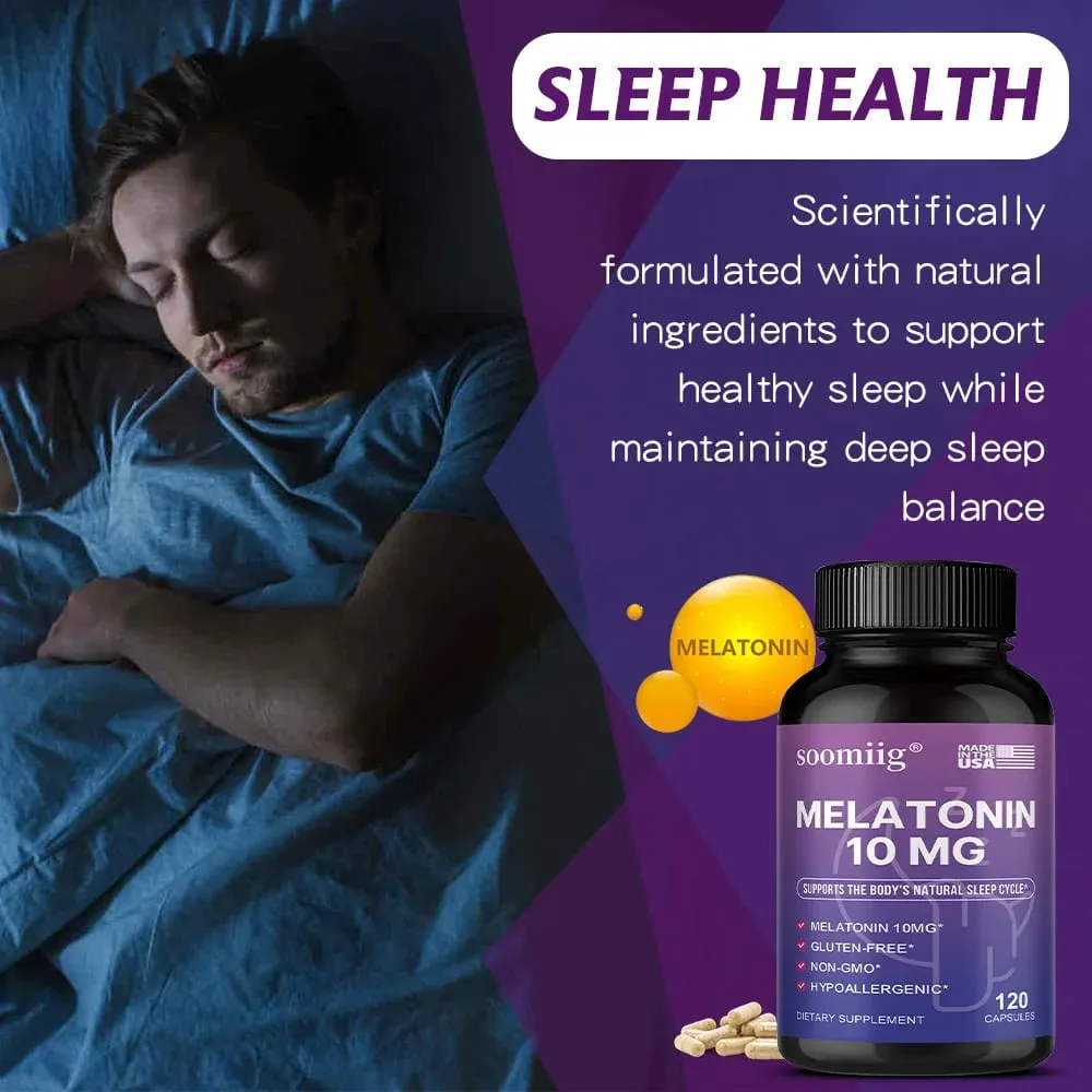 Melatonin 10mg Gummies & Capsules 30/60/120pcs - Fall Asleep Naturally Fight Insomnia Support Immunity & Improve Rest Quality