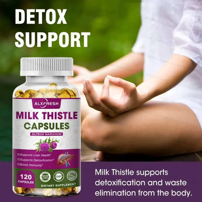 Organic Milk Thistle Extract 1000mg Capsules & Dandelion Silybum Marianum for Liver Health Supports Liver Function Non-GMO Vegen