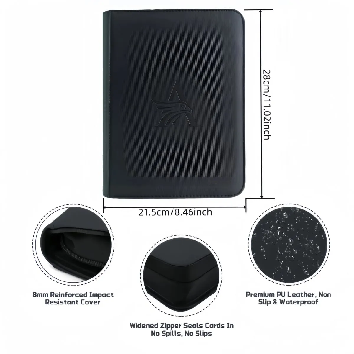 TopLoader 4-Pocket Card Binder (160 Cards) – Μαύρο/Αποθηκευτικός χώρος βιομηχανικής αντοχής για κάρτες TCG και αθλητικές κάρτες. Το όνειρο του συλλέκτη