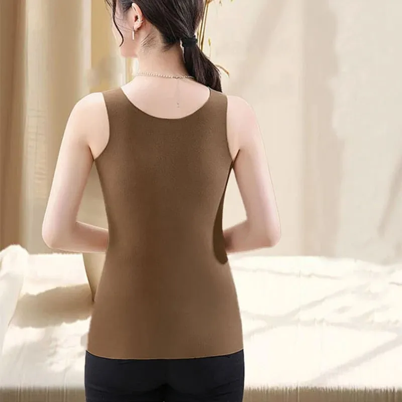3db Női Thermal Felső Lány Nyommentes Egyszínű Mellény Alapréteg Meleg Tankfelső Őszi Téli Női Szexi Vékony Camisole — image 3