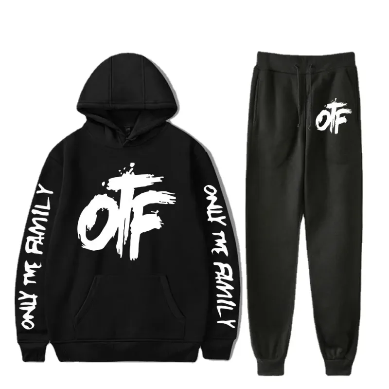 Harajuku مريحة مضحك OTF رسالة طباعة البلوز Sweatpants دعوى الرجال/النساء هوديس + بنطلون دعوى لطيف 2 قطعة مجموعة الملابس — image 7