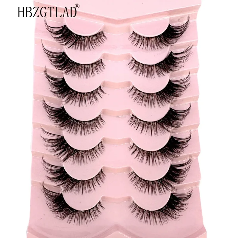 7/8PairsCat Eye Eyelashes manga Lashes 3D Clear Band Lashes naturalHalf Lashes End Eye Eyelonged Mink Eyelashes Αφράτες βλεφαρίδες — image 19