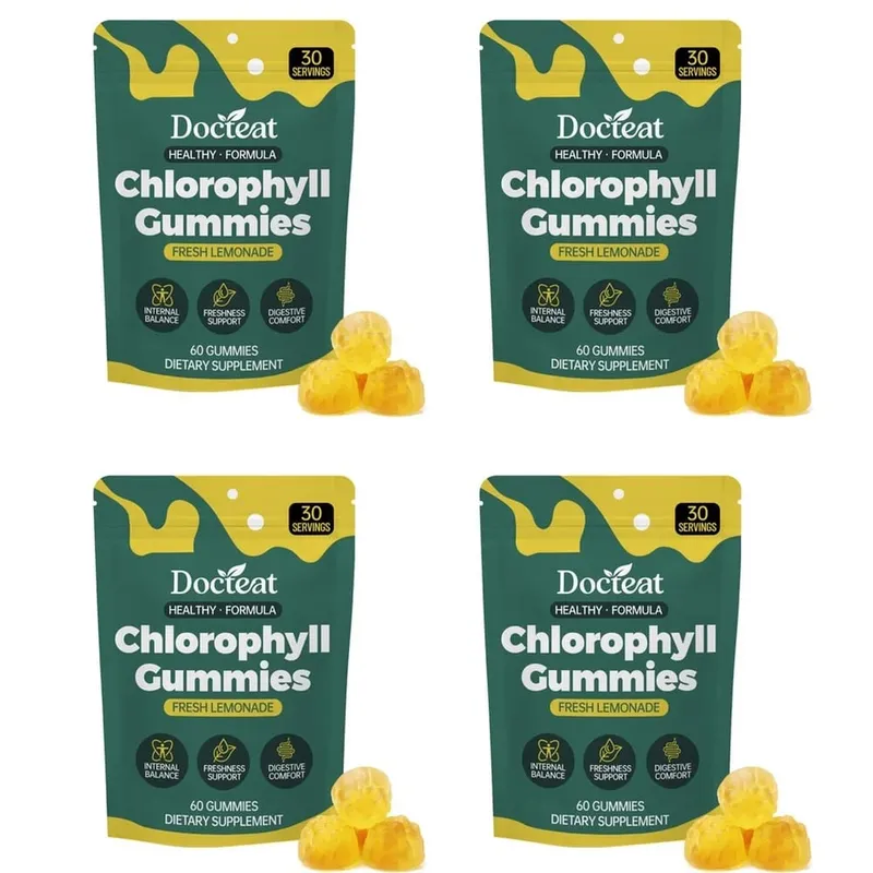 Docteat Chlorophyll Gummies Lemonade Gut Nutrition Balance με πρεβιοτική ινουλίνη και ίνες μήλου Digestive Wellness 60 Gummies — image 10
