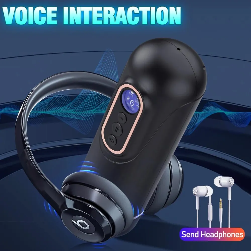 Automatic Telescopic Sucking Male Masturbator Vibrating Intelligent Heating Sexy Voice Earphone Pocket Pussy Sex Toy for Men