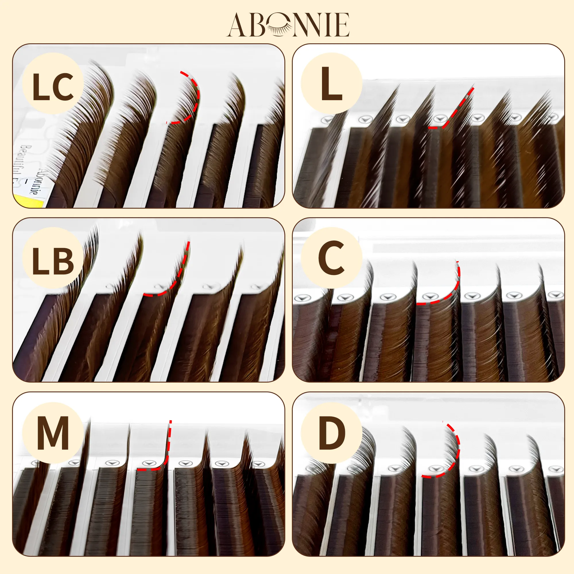 Abonnie LC LB Brown Lashes Dark Brown Classic Extensions Eyelash Lashes Foxy Eye