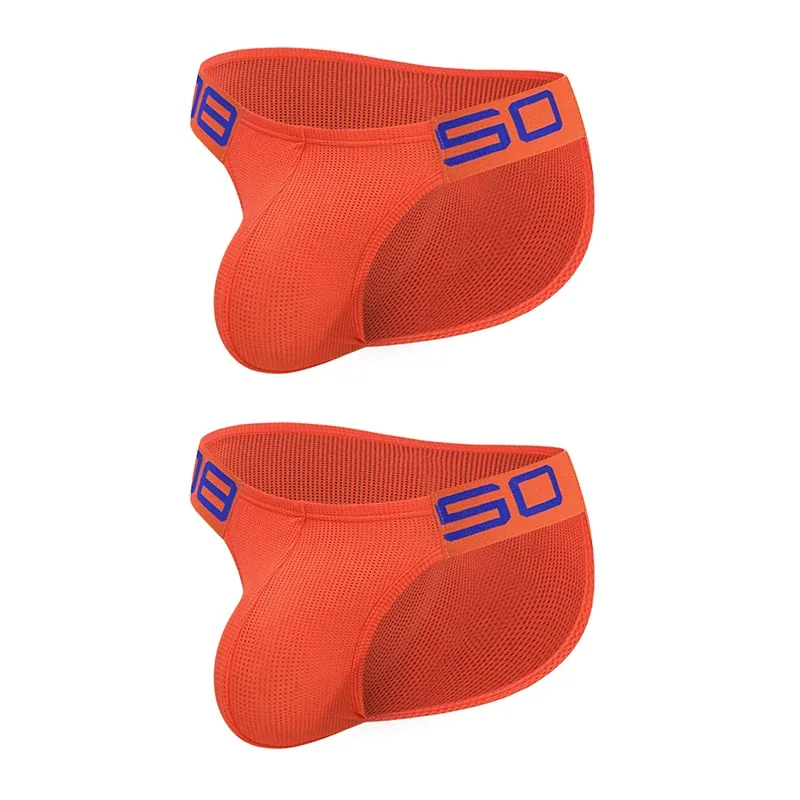 Men's Nylon Blend Mesh Breathable Briefs Horn Splice Letter Embossed Wide Elastic Waistband Fluorescent Color Sexy Underwear — image 32