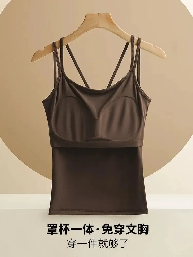 40-100 kg-os Modal Camisole Plus Size felsőrészhez, mellkaspárnával, beépített függővel. Mellény női alsóneműhöz. — image 3