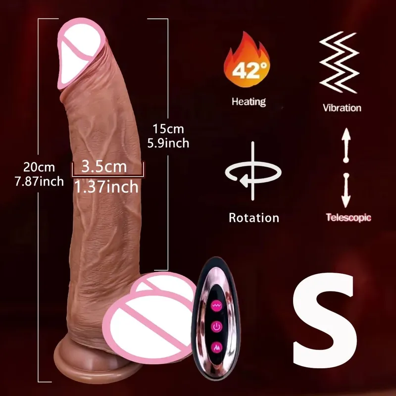 Realistic Dildo Telescopic Vibrator Silicone Penis Masturbation for Women Thrusting Dick Adult Heating Remote Control Sex Toys