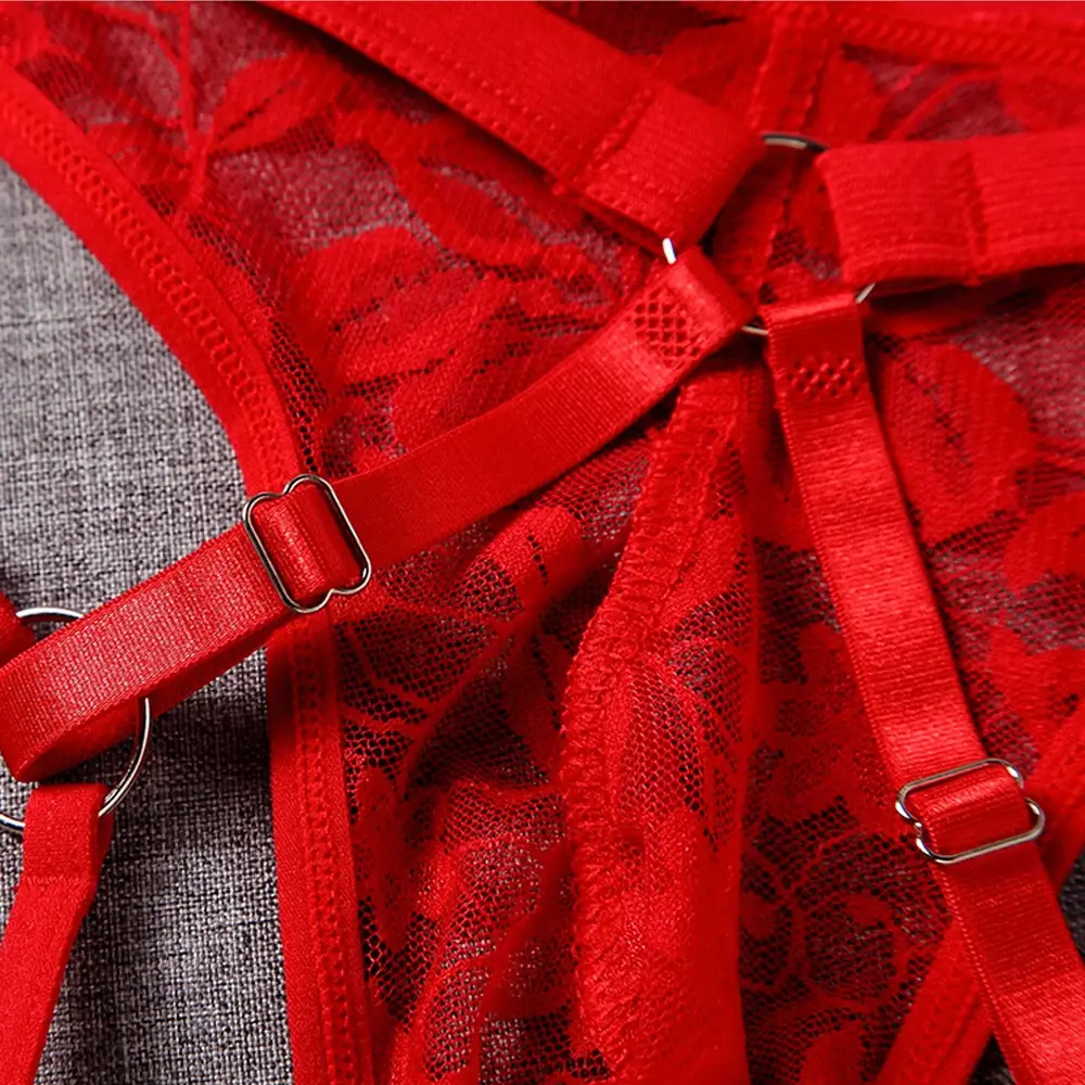 ชุดชั้นในเซ็กซี่ชาย G-Strings ชุดชั้นใน Exotic กางเกง SHEER Lace POUCH Hollow OUT Lace ดอกไม้รูปแบบเข็มขัดปรับ — image 5