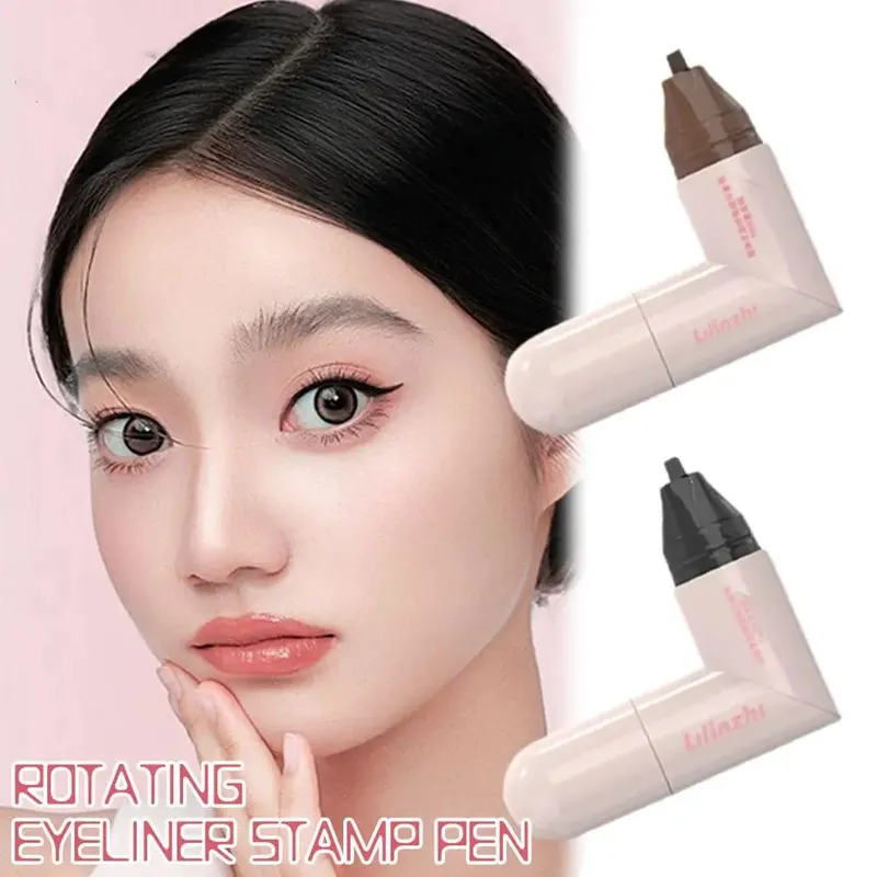 DIY Rotate Eyeliner Stamp Integrated Black Brown Dual-Tip Eyeliner Wing Stencil Waterproof Smudge-Proof Long Lasting Liquid Pen — image 4
