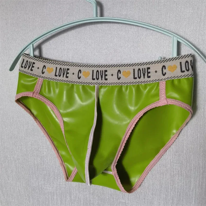 Men Latex Leather Underwear Sexy Underpants Seamless Briefs Low Waist Translucent Scrotum Bulge Panties for Gay Erotic Lingerie — image 4