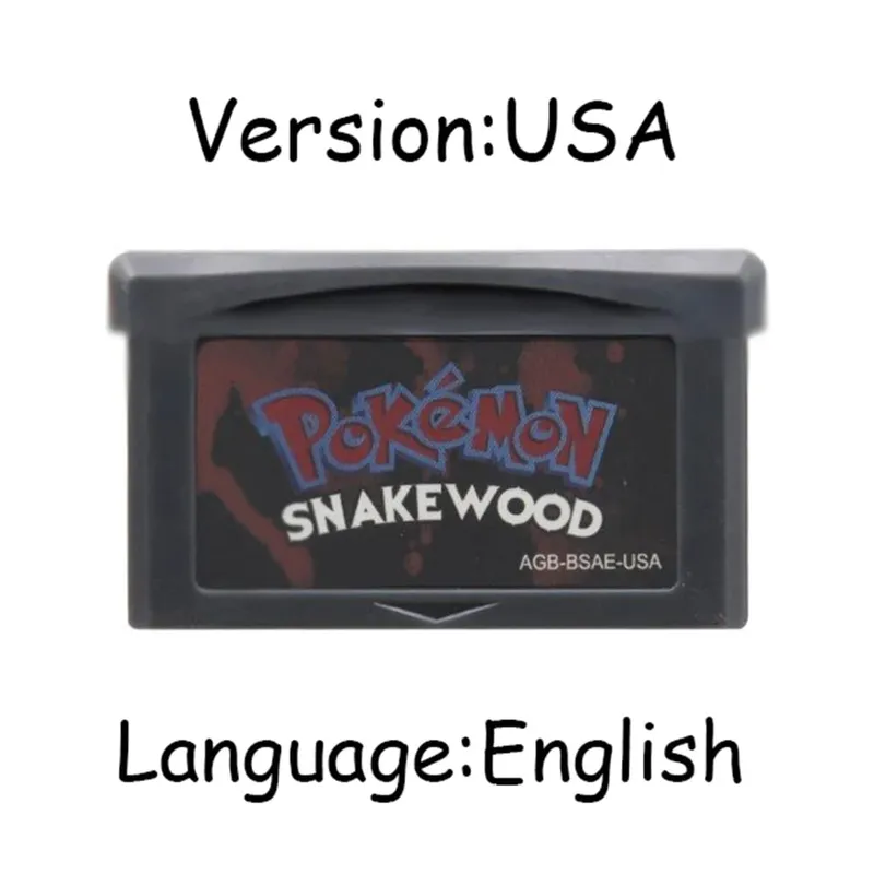 GBA Pokemon Game Cartridge 32-Bit קונסולת משחקי וידאו כרטיס Ash Grey Liquid Crystal Light Platinum Moemon Emerald שפה אנגלית