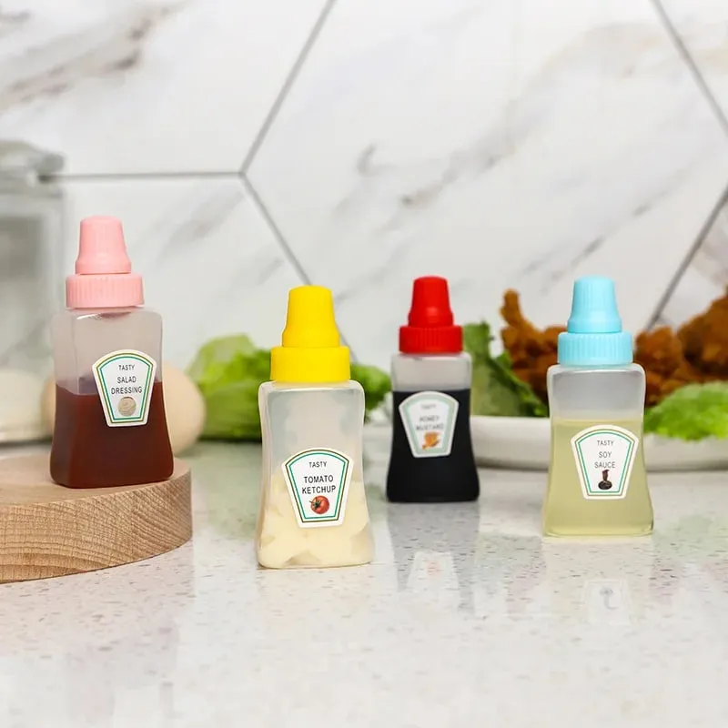 4 τεμ./σετ 25ML Μίνι μπουκάλι κέτσαπ ντομάτας Μέλι μουστάρδα Φορητό μικρό δοχείο σάλτσας Δοχείο σαλάτας Δοχεία ντουλάπια — image 5