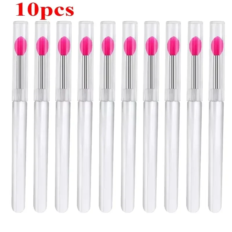 3/5/10 Chiếc Di Động Silicone Cọ Môi Có Nắp Mềm Mại Đa Năng Son Dưỡng Môi Applicator Son Môi Lipgloss Cọ Trang Điểm