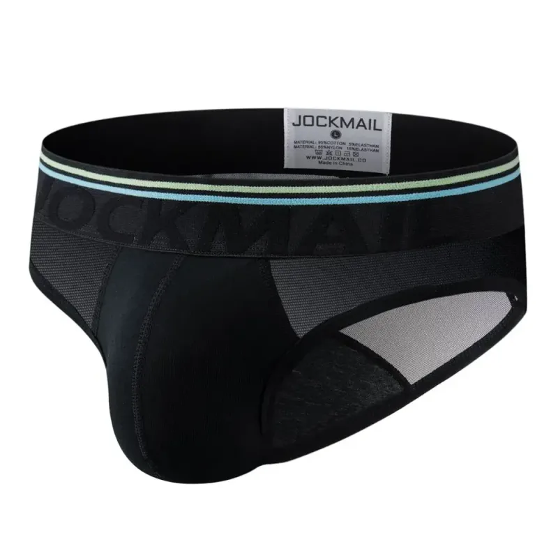 Jockmail กางเกงในชายเซ็กซี่ชุดชั้นในชายผ้าฝ้าย Low Rise Underpant เส้นด้ายสุทธิลูกไม้, Breathable ฤดูร้อนกางเกงขาสั้น calzoncillos hombre slip