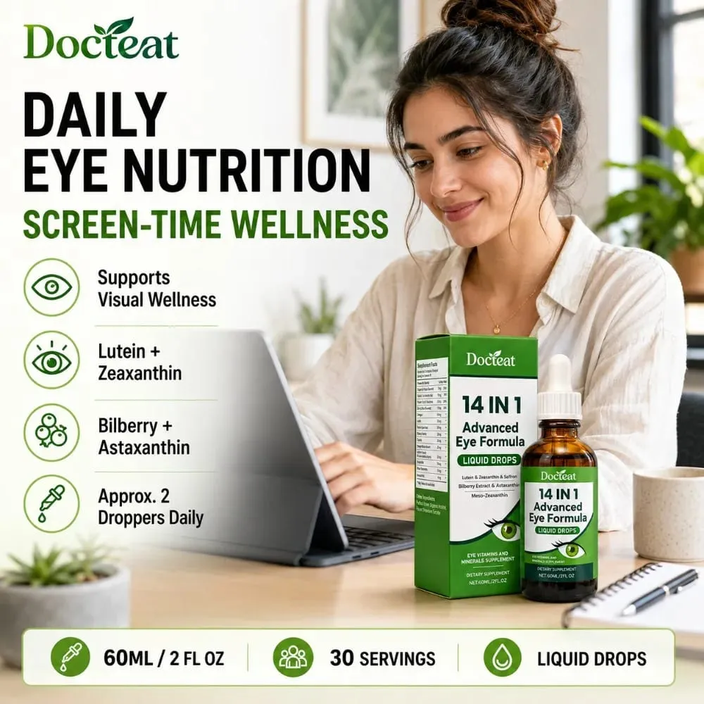 14 σε 1 Eye Formula Liquid Drops – Lutein Zeaxanthin Saffron Astaxanthin Advanced Visual Support Antioxidant Blend 60ml — image 4