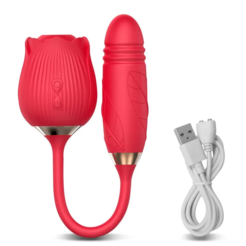 Rose-Sucking Thrusting Dildo Vibrator for Women Nipple Clit Stimulator Vibrating Egg Tongue Licking Clitoris Sucker Sex Toys