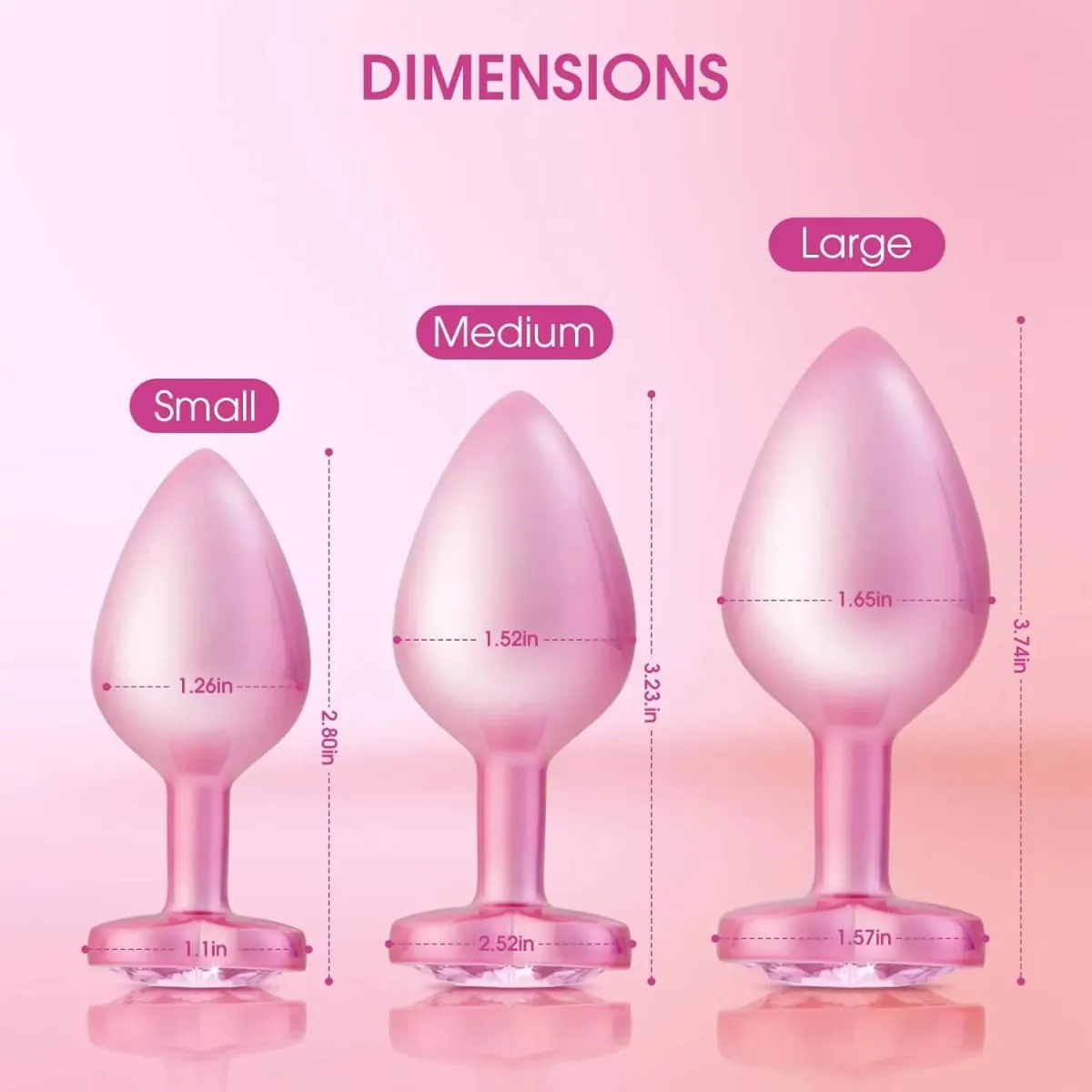Crystal Diamond Heart Base Metal Butt Plug 3 Sizes Anal Plug Anal Trainer για αρχάριους Unisex μασάζ προστάτη Παιχνίδια σεξ για ενήλικες — image 4
