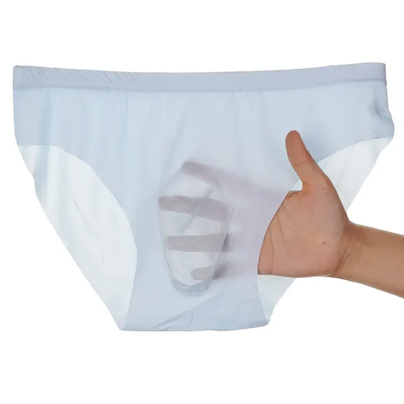 3PCS Men's Summer Cool Ice Silk Underwear Ultra-Thin Sexy See-Through Triangle Briefs Comfortable Breathable Underpants Lingerie — image 5