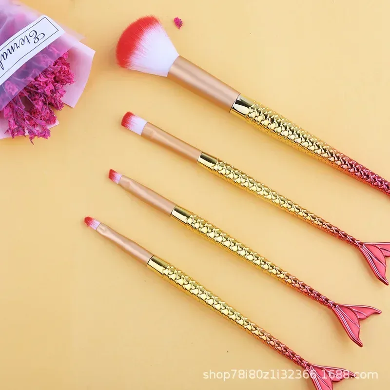 Set Kuas Rias Putri Duyung Bedak Kosmetik Kuas Perona Pipi Foundation Eye Shadow Alat Rias Kecantikan Lembut Maquiagem 6 Gradien Warna — image 9