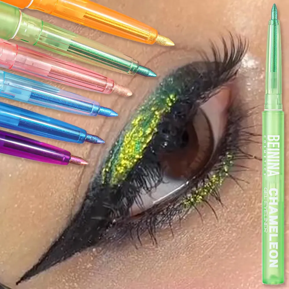 Μεταλλικό Chameleon Gold Eyeliner Gel στυλό Pearlescent Polarized Glitter Πράσινο Inner Eye Liner Λαμπερό πολύχρωμο Soft Eyes Pigment