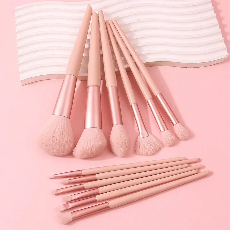 12 Stuks Roze Make-Up Kwasten Set Make Up Concealer Blush Poeder Borstels Oogschaduw Markeerstift Foundation Brush Cosmetische Schoonheid Gereedschap