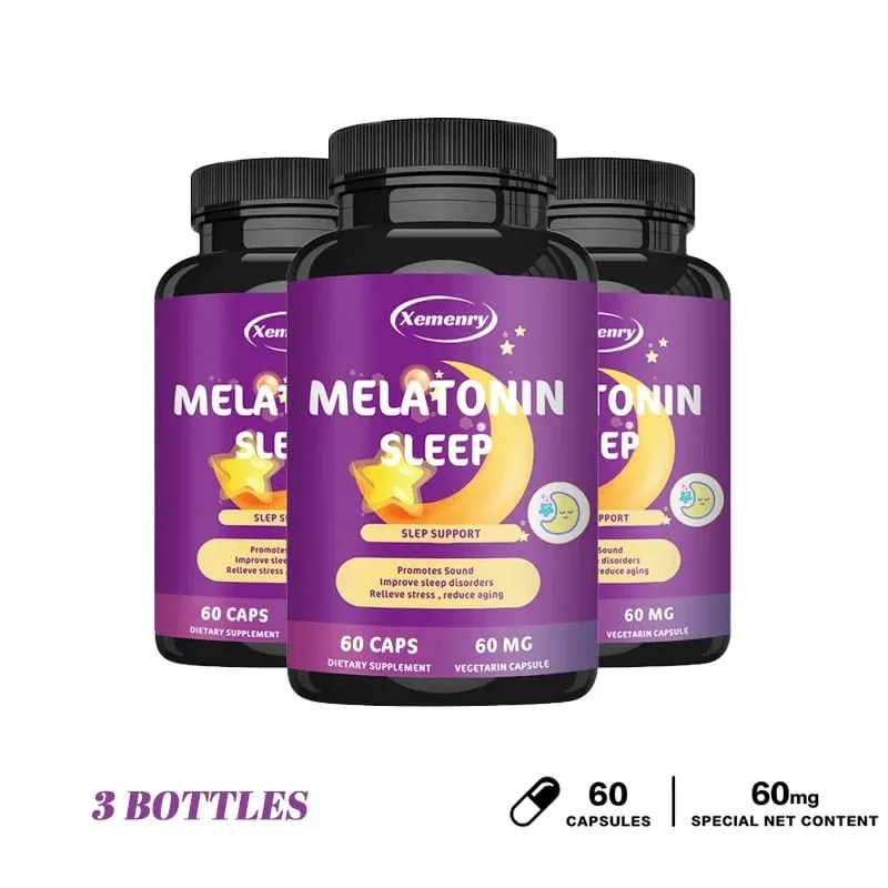 Melatonin Capsules - A Sleep Aid Help You Fall Asleep Faster Promote Sleep Health and Improve Sleep Quality