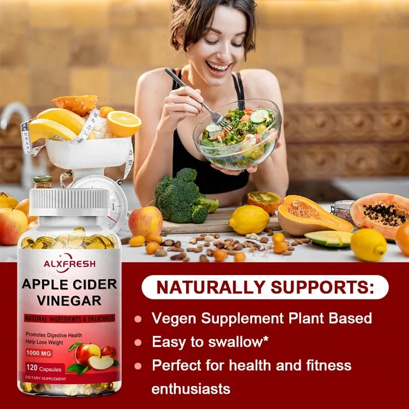 Apple Cider Vinegar Capsules Flat Belly Weight Management Digestion Detox Metabolism Burn Fat Appetite Suppressant — image 4