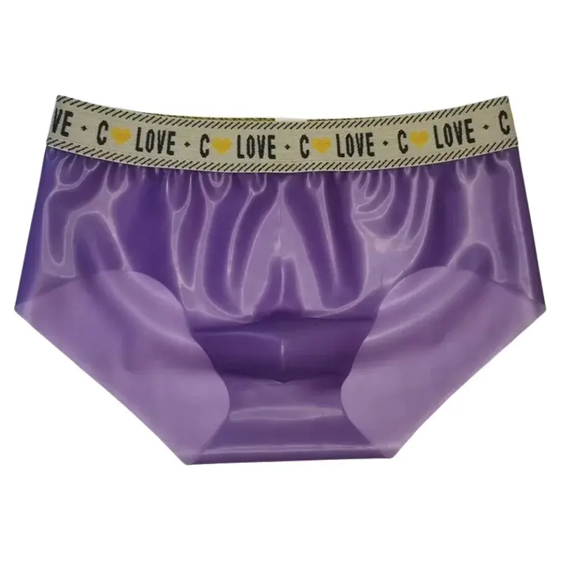 Men Sexy Latex Briefs Seamless Invisible Panties Nightwear Sexy Translucent Rubber Underwear Scrotum Bulge Low Waist Porno Pants