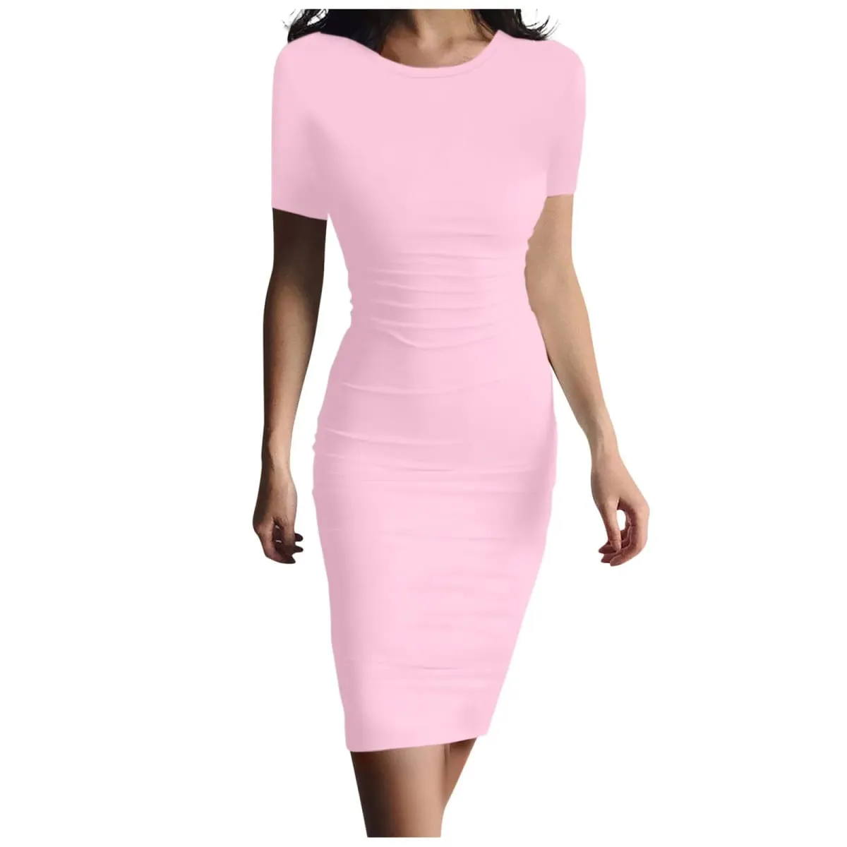 Summer Dress High Stretch Tank Robe Solid Short Sleeve Casual Slim Long Pencil Dress Women Sexy Maxi Dress Elegant Thin Vestido