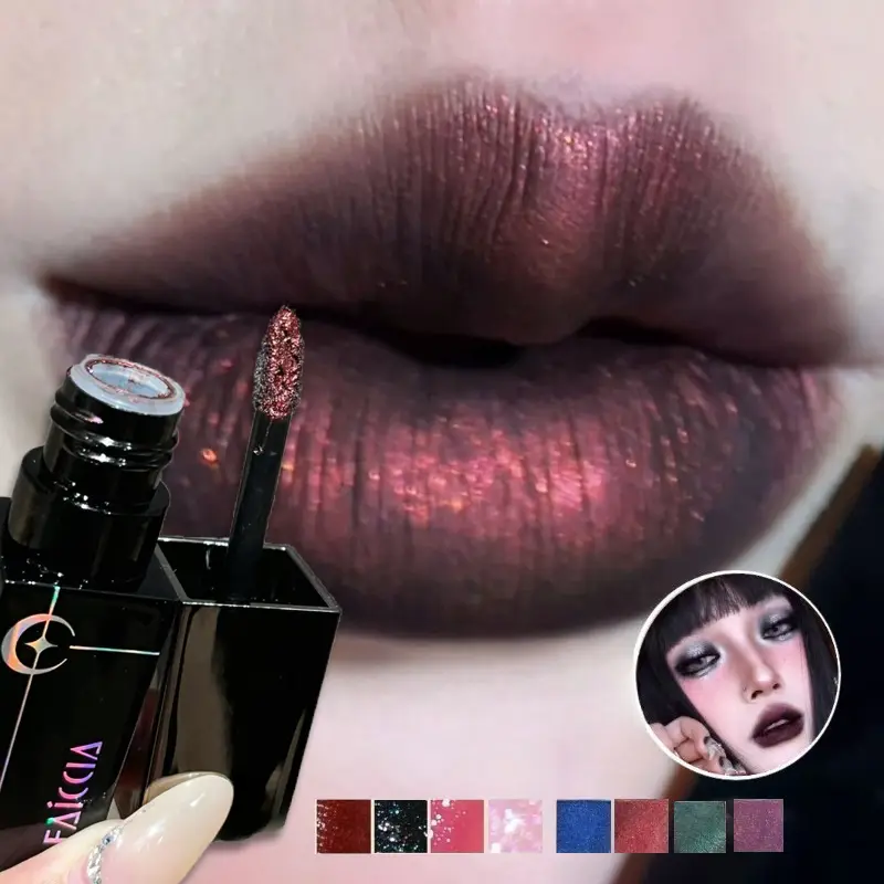 Shimmer Matte Black Red Rúzs Punk Gothic Lipgloss Halloween Makeup Mousse Lip Mud Rúzs Vízálló Tapadásmentes Cup Lip Tint — image 2