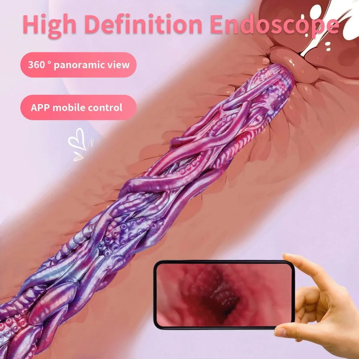 1080P HD Endoscope Camera Tentacle Dildo Octopus Anal Plug Spray Water Butt Plug Soft Silicone Adult Sex Toy for Women IP67 — image 5