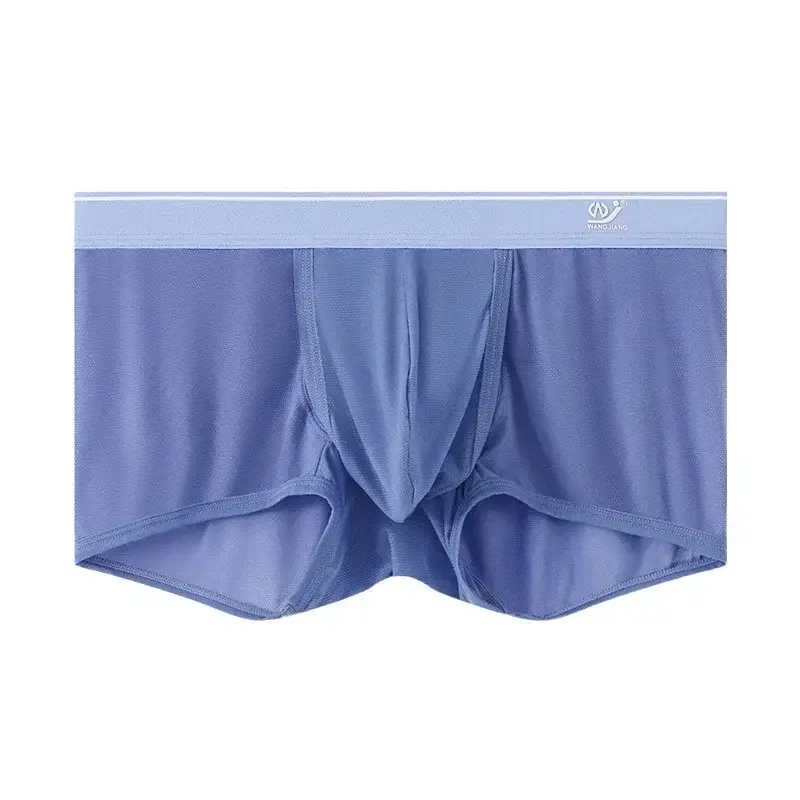 1pc/2pcs Panlalaking Ice Silk Boxer Briefs Sexy Elastic Low Waist Underwear Open Front Soft Pouch Shorts Trunks — image 9