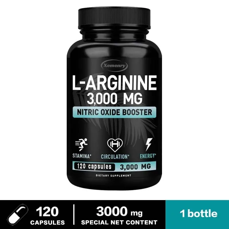 L-Arginine Capsules 3000mg - Nitric Oxide Boosters - Improve Energy Endurance Performance Build Muscle Mass — image 9