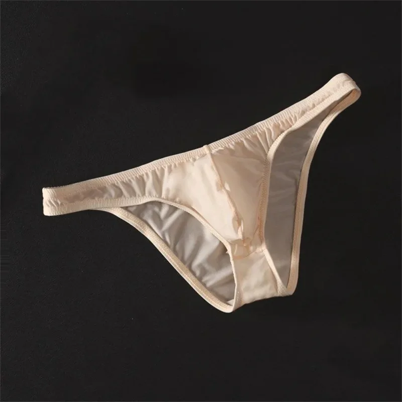 Sexy U Convex Briefs Thin Underwear Men Summer Breathable Silky Panties Male Calzoncillos Plus Size M-XXL