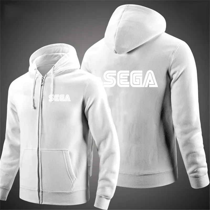 Sudaderas para hombre, jersey Sega de otoño, chaqueta informal con cremallera para hombre, Sudadera con capucha para exteriores, sudadera de otoño de Color sólido con cuello alto