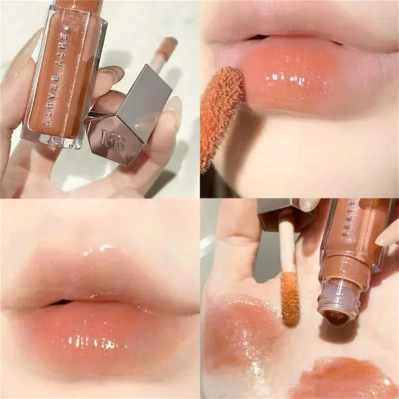 Fenty Beauty Transparent Lip Gloss Multicolor Moisten Shine Glitter Lip Plumper Makeup Beginner Liquid Lipstick Makeup Cosmetics