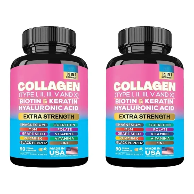 Collagen Biotin Keratin Hyaluronic Acid Capsules Extra Strength with Vitamin A C E and Zinc Skin Health 90 Κάψουλες — image 8