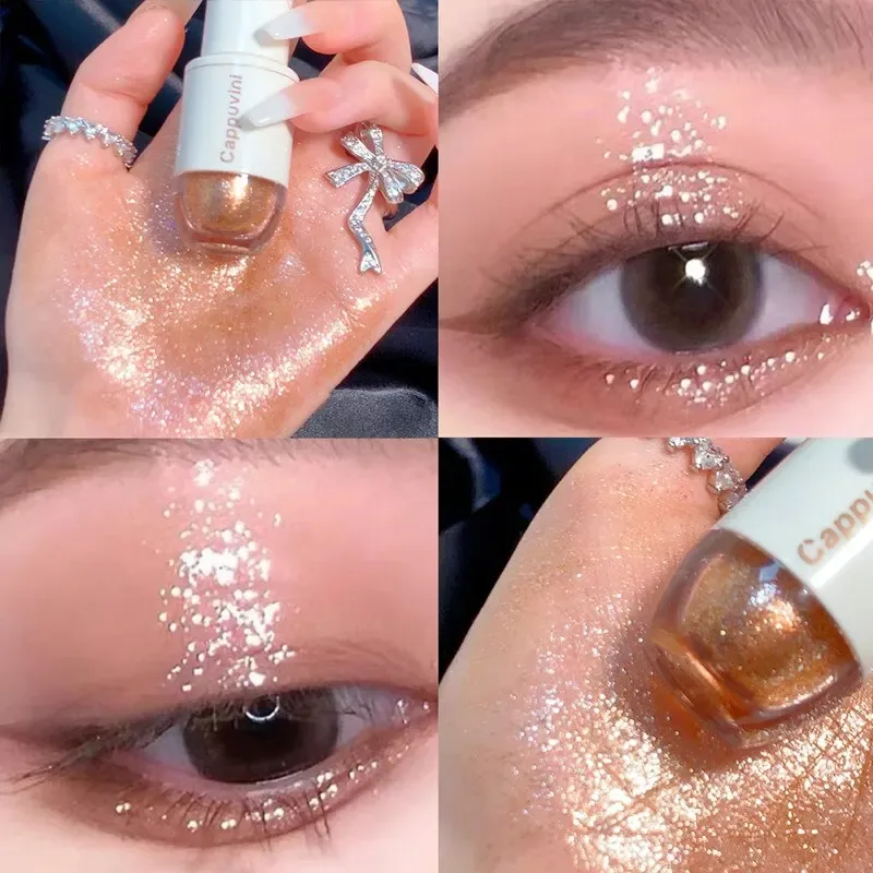 Cappuvini Liquid Eyeshadow High-Gloss Shiny Mermaid Pearl Tears Brightening Glitter Highlighter Quick Drying Eyeliner