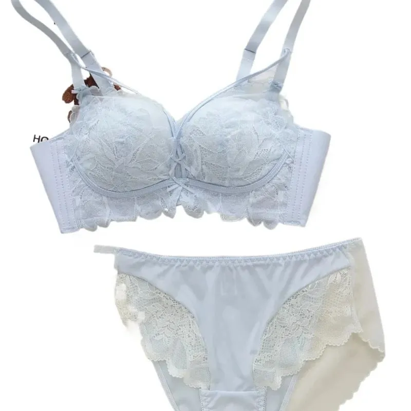 French Garden MOYISU Lace Σετ σουτιέν 32-38 AB Wireless Thin Cup Push Up Anti Sag セクシー Υποστήριξη Εσώρουχα Κατάλληλο μικρό μπούστο