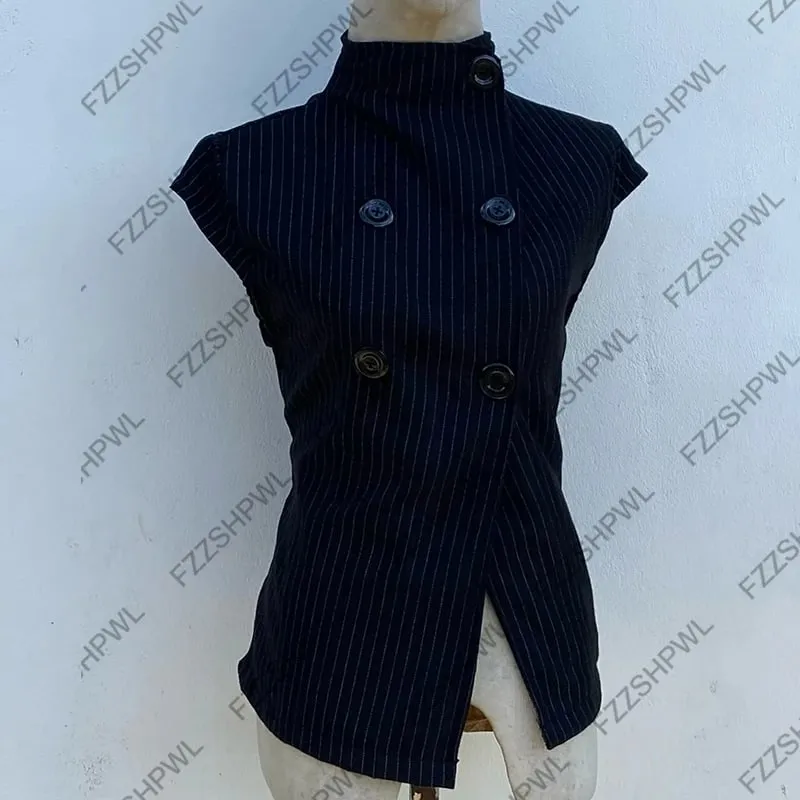Κουμπί Harajuku Y2k Tank Top Stripe Graphic Print Punk Crop top Streetwear Rock Goth Vest Subculture Spicy Girls Sleeveless Top — image 5