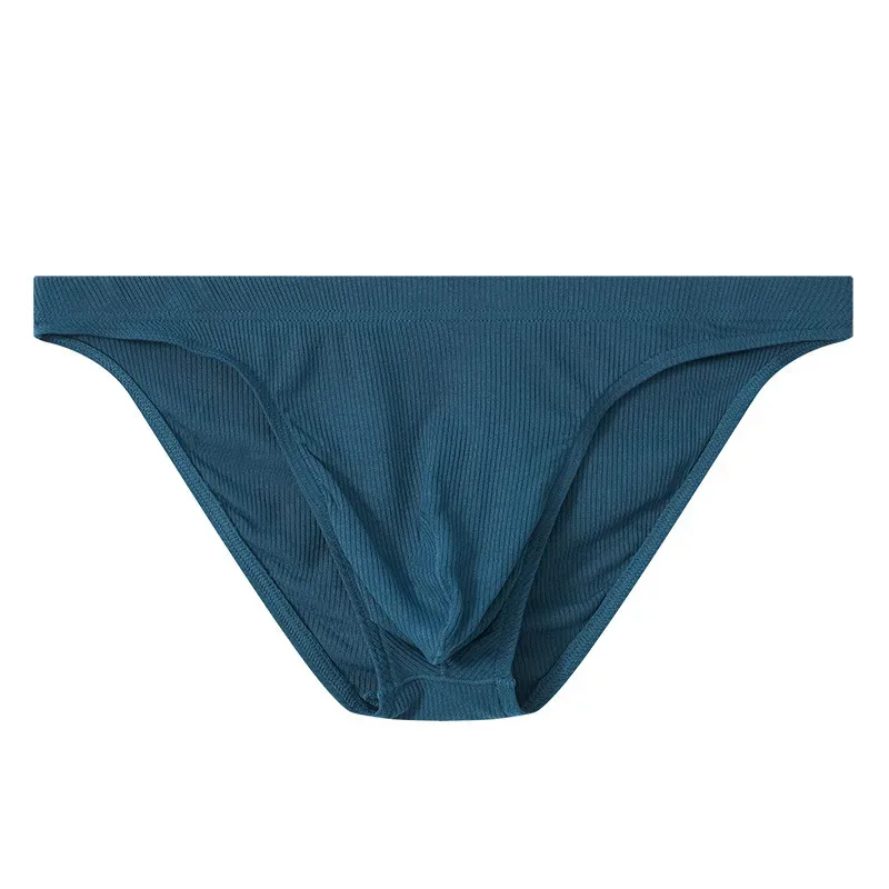 Men Rib Fabric Briefs Underpants Man Sexy Underwear Breathable Low Waist Mens Bikini Briefs Cuecas Big Pouch Hombre Slips