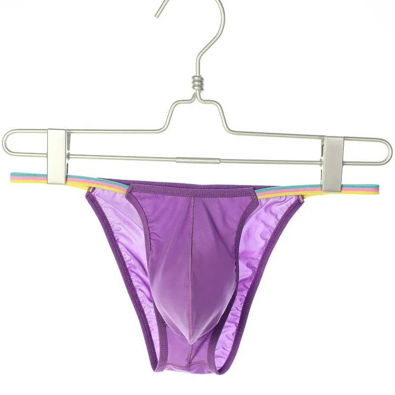 Men Low Waist Panties Bikini Underwear Ice Silk Wet Translucent U Convex Pouch Lingerie Underpants Thin High Fork String Homme — image 10