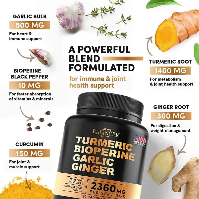 Turmeric Curcumin with Black Pepper for Optimal Absorption Best Vegan Joint Support Supplement