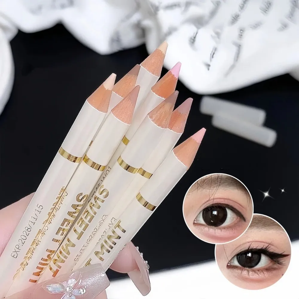 Kétvégű selyemhernyó szemceruza árnyékoló toll 2 az 1-ben Nude Pink Brightening Highlighter Sminkceruza Tartós Vízálló Szemsmink